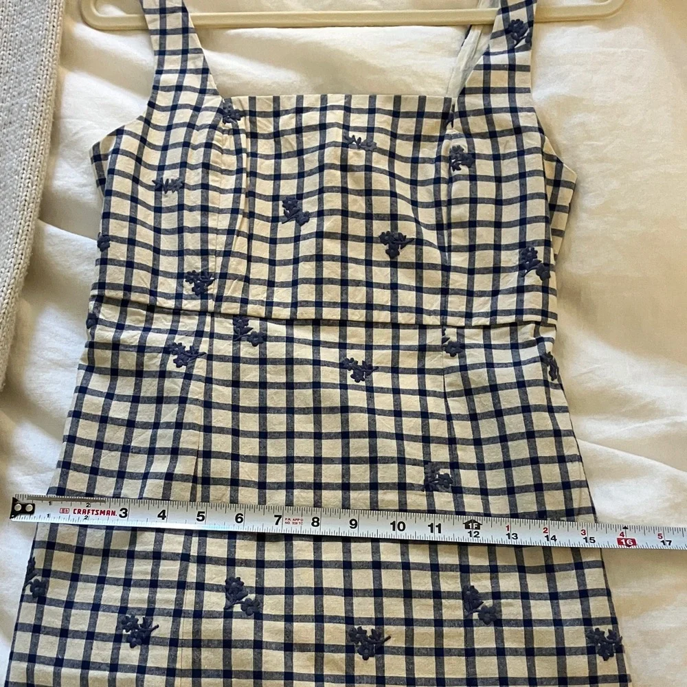 Sezane White and Navy Checked Mini Dress - Picture 10 of 11